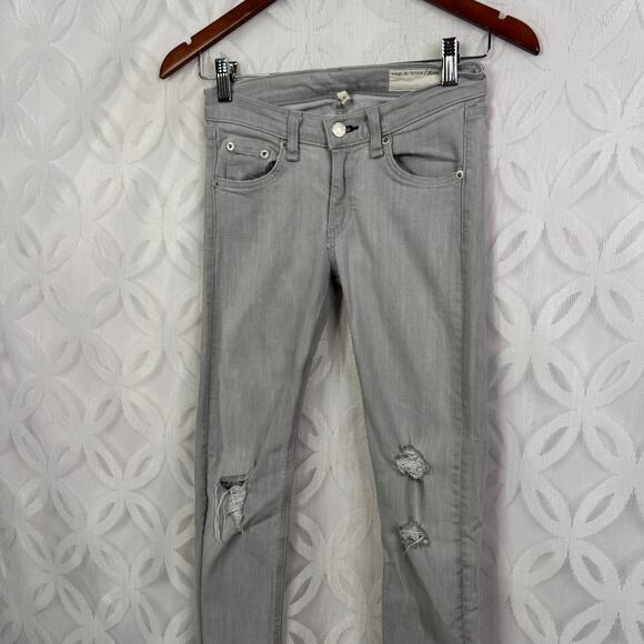 Rag & Bone The Skinny in Surrey Gray with Holes Raw Hem Size 25 - Picture 13 of 14